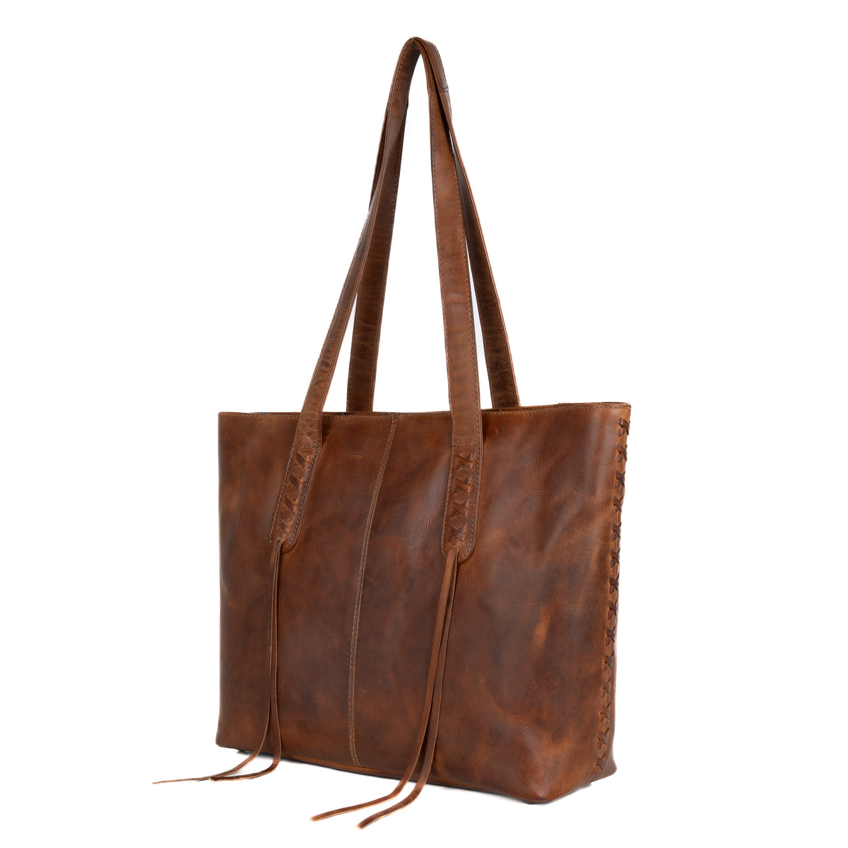 Concealed Carry Reagan Medium Leather Tote in Cognac – side view