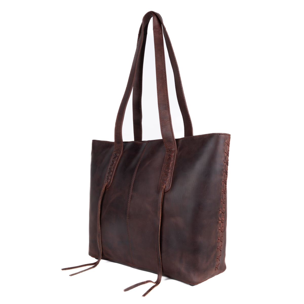 Concealed Carry Reagan Medium Leather Tote in Dark Mahogany – side view
