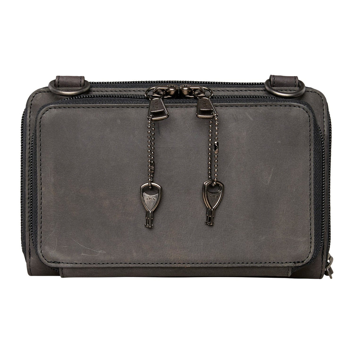 Concealed Carry Millie Leather Crossbody Organizer in Dusty Black – back view