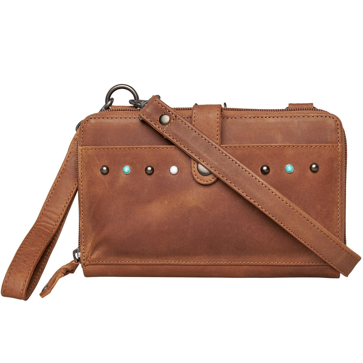 Concealed Carry Millie Leather Crossbody Organizer in Dusty Black – front view 2