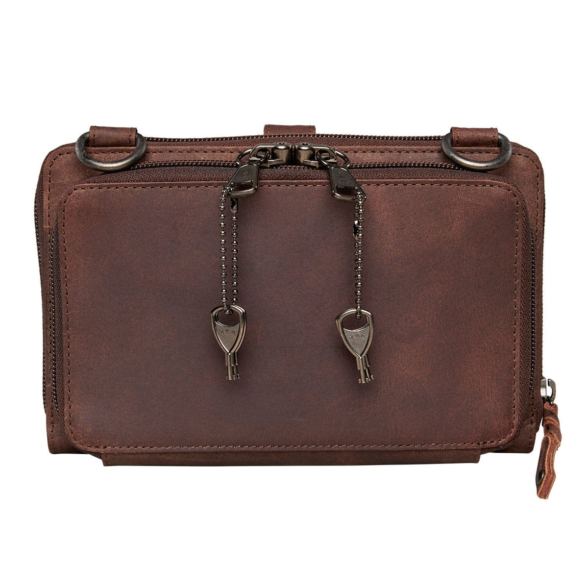Concealed Carry Millie Leather Crossbody Organizer in Cognac – back view