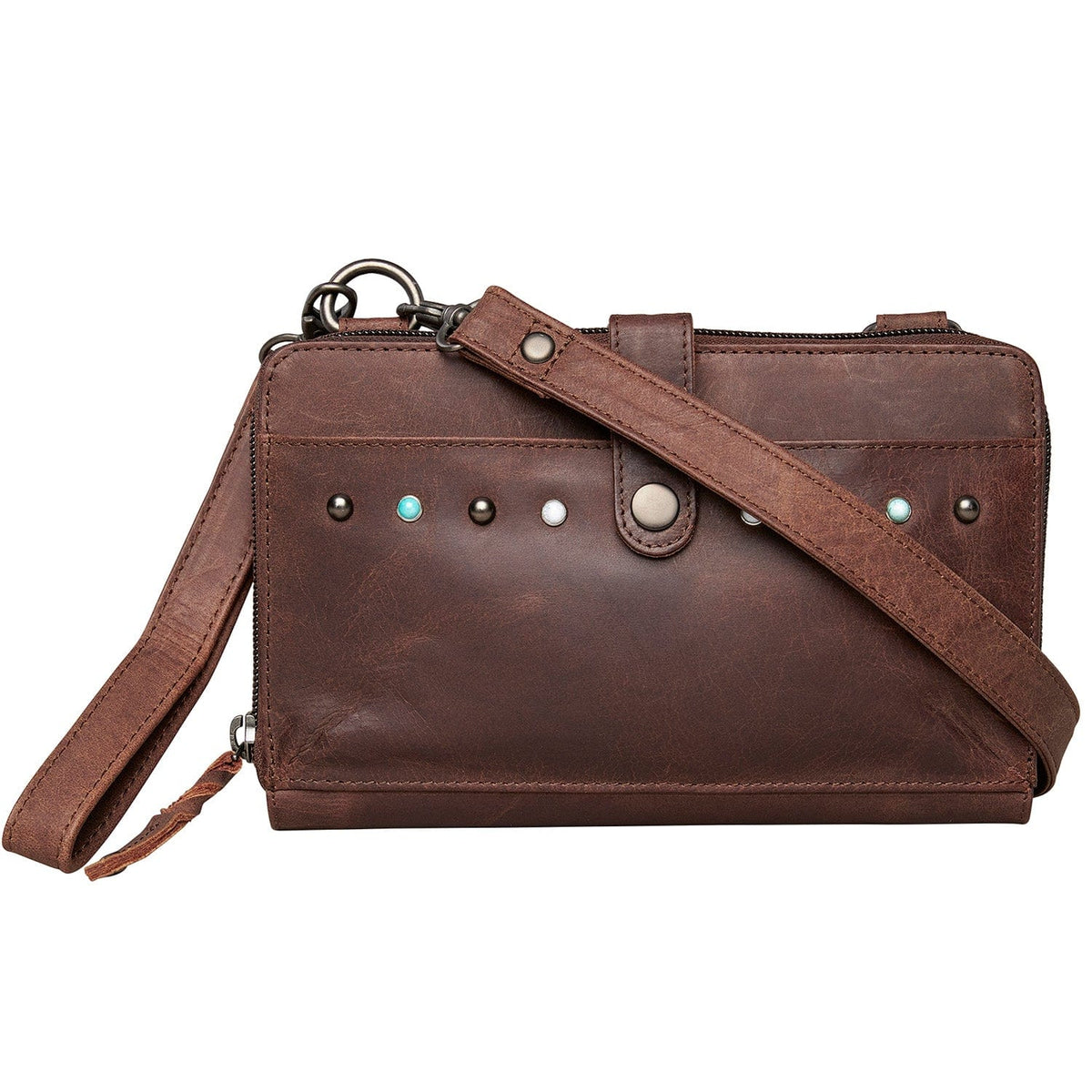 Concealed Carry Millie Leather Crossbody Organizer in Cognac – front view