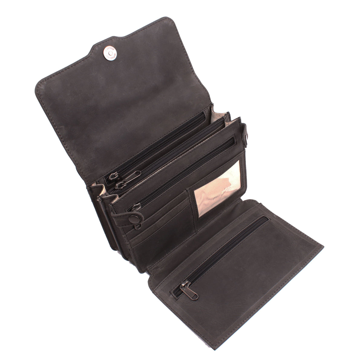 Concealed Carry Jolene Leather Crossbody Organizer in Cognac – interior view
