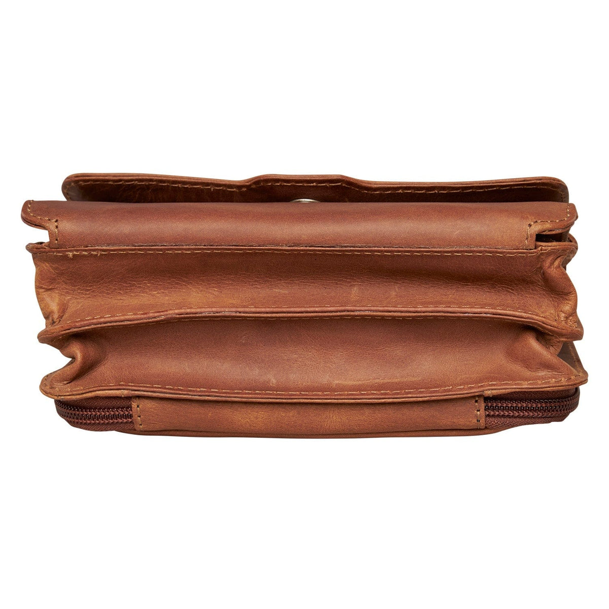 Concealed Carry Jolene Leather Crossbody Organizer in Cognac – bottom view
