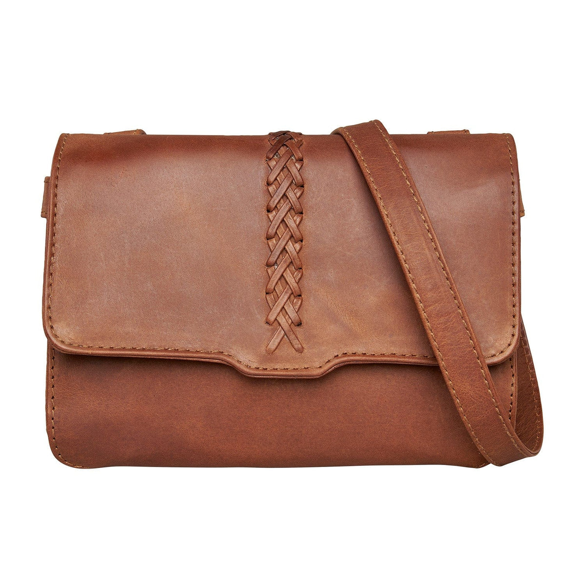 Concealed Carry Jolene Leather Crossbody Organizer in Cognac – front view