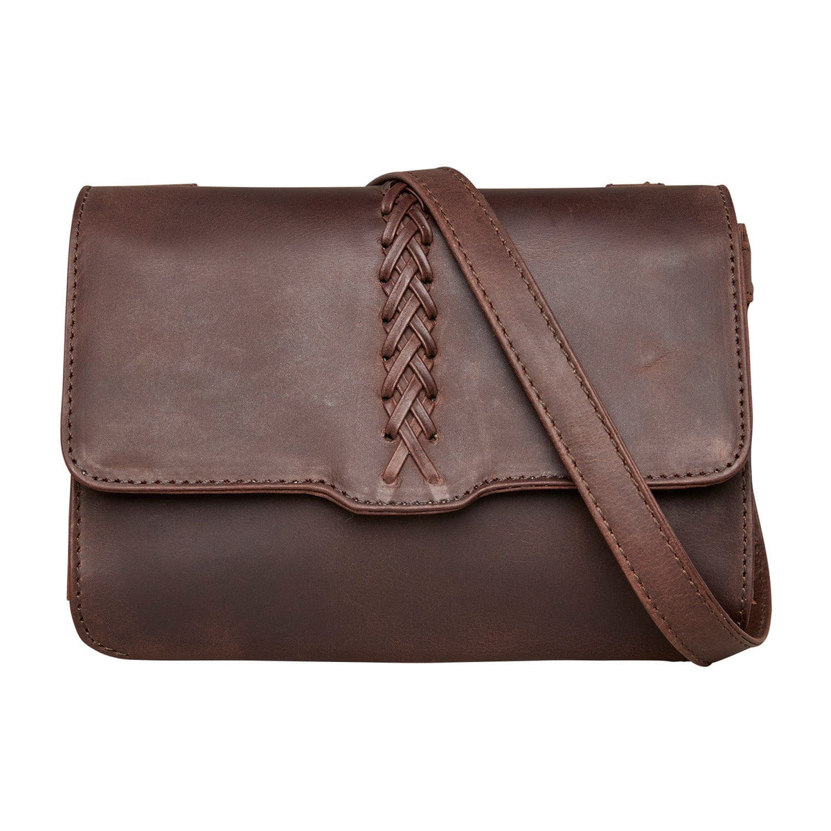 Concealed Carry Jolene Leather Crossbody Organizer in Cognac – front view 3