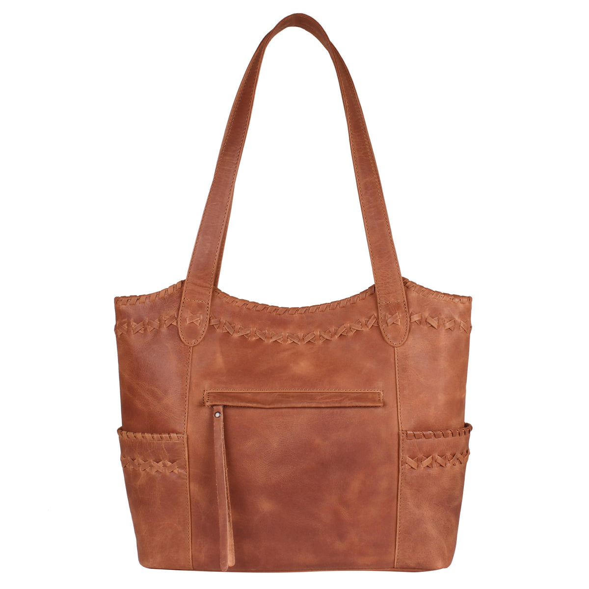 Concealed Carry Kendall Leather Tote in Cognac – back view