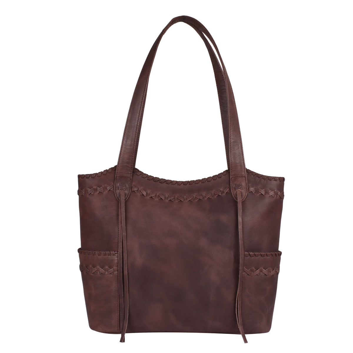 Concealed Carry Kendall Leather Tote in Mahogany – front view