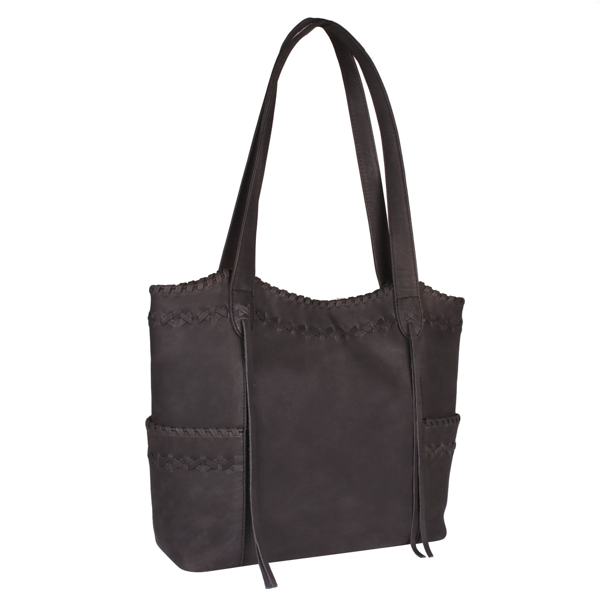 Concealed Carry Kendall Leather Tote in Black – side view