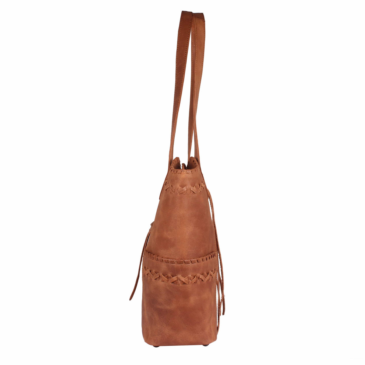 Concealed Carry Kendall Leather Tote in Cognac – side view 2
