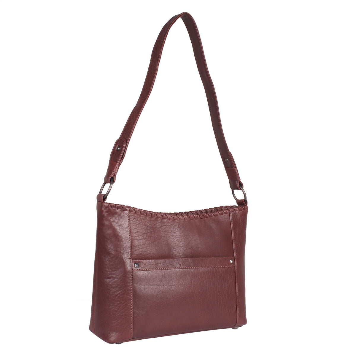 Concealed Carry Juliana Leather Hobo in Mahogany – front view