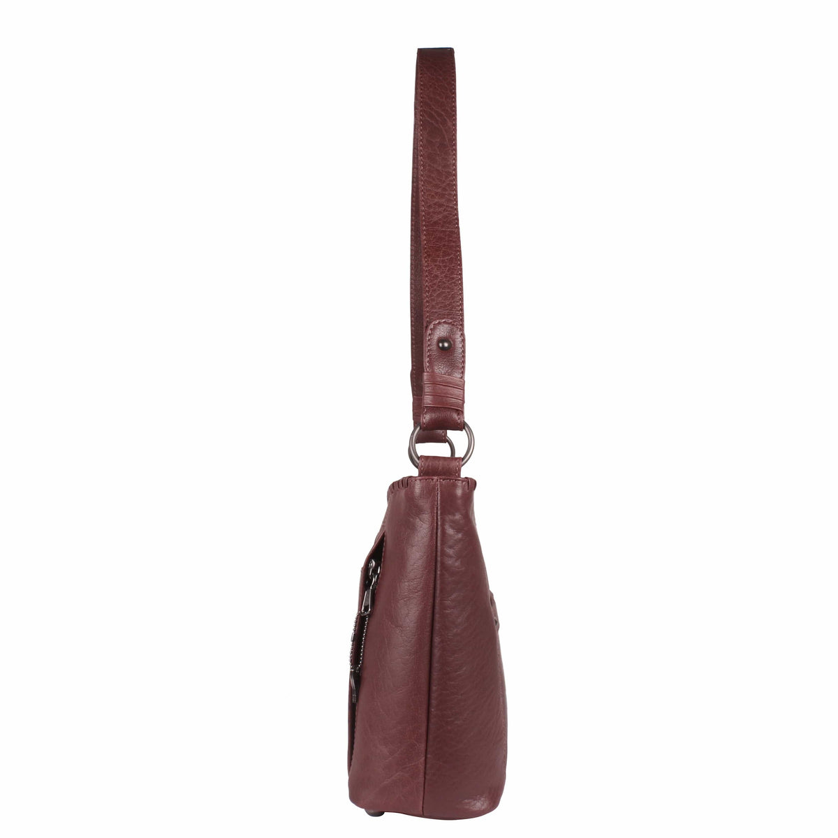 Concealed Carry Juliana Leather Hobo in Mahogany – side view