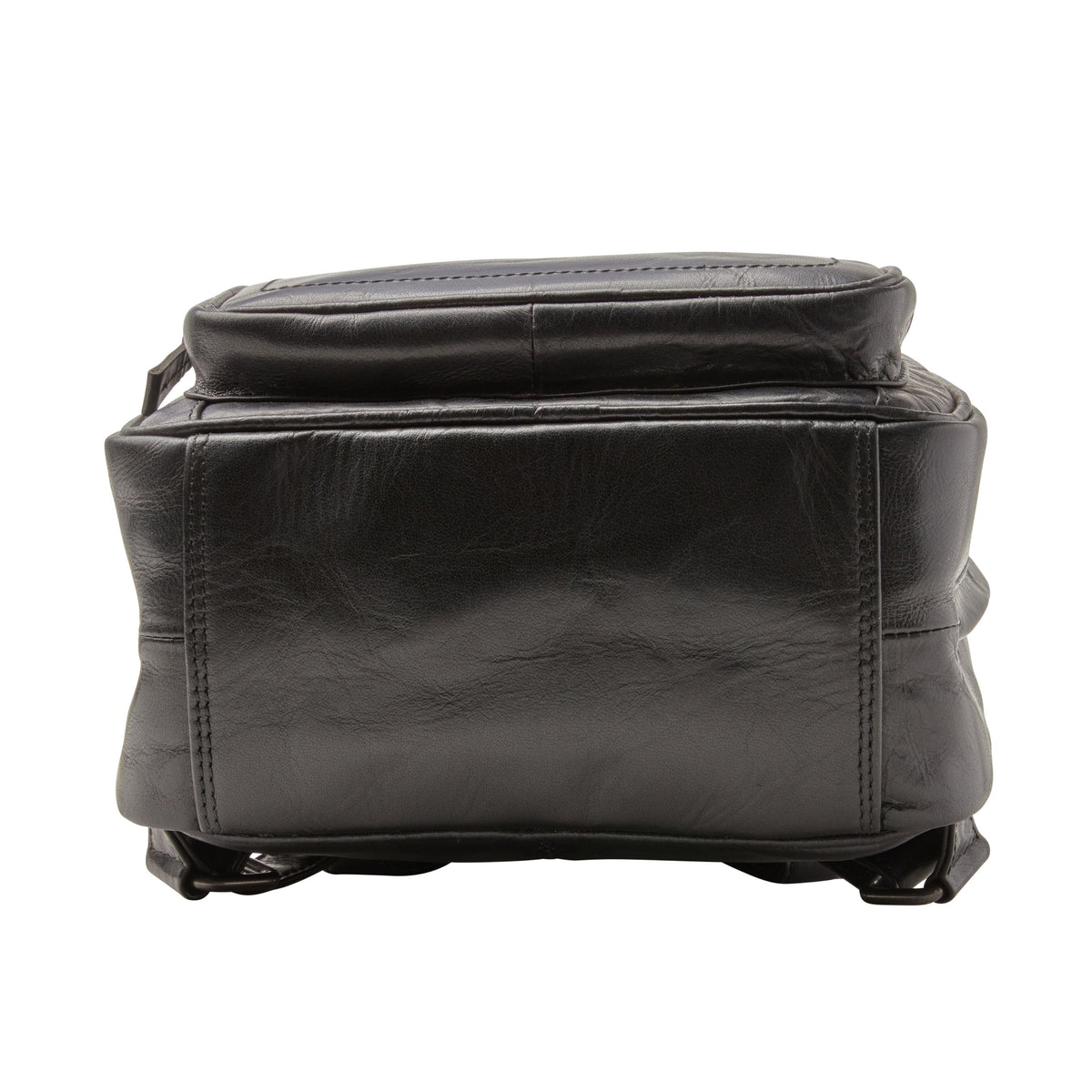 Concealed Carry Sawyer Leather Backpack in Dusty Black – bottom view