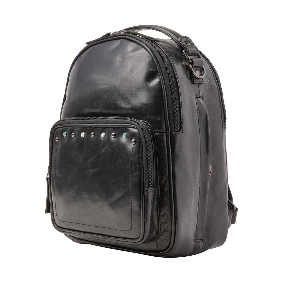 Concealed Carry Sawyer Leather Backpack in Dusty Black – side view