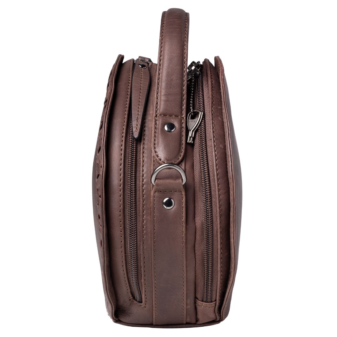 Concealed Carry Oaklee Crossbody Organizer in Mahogany – side view 2