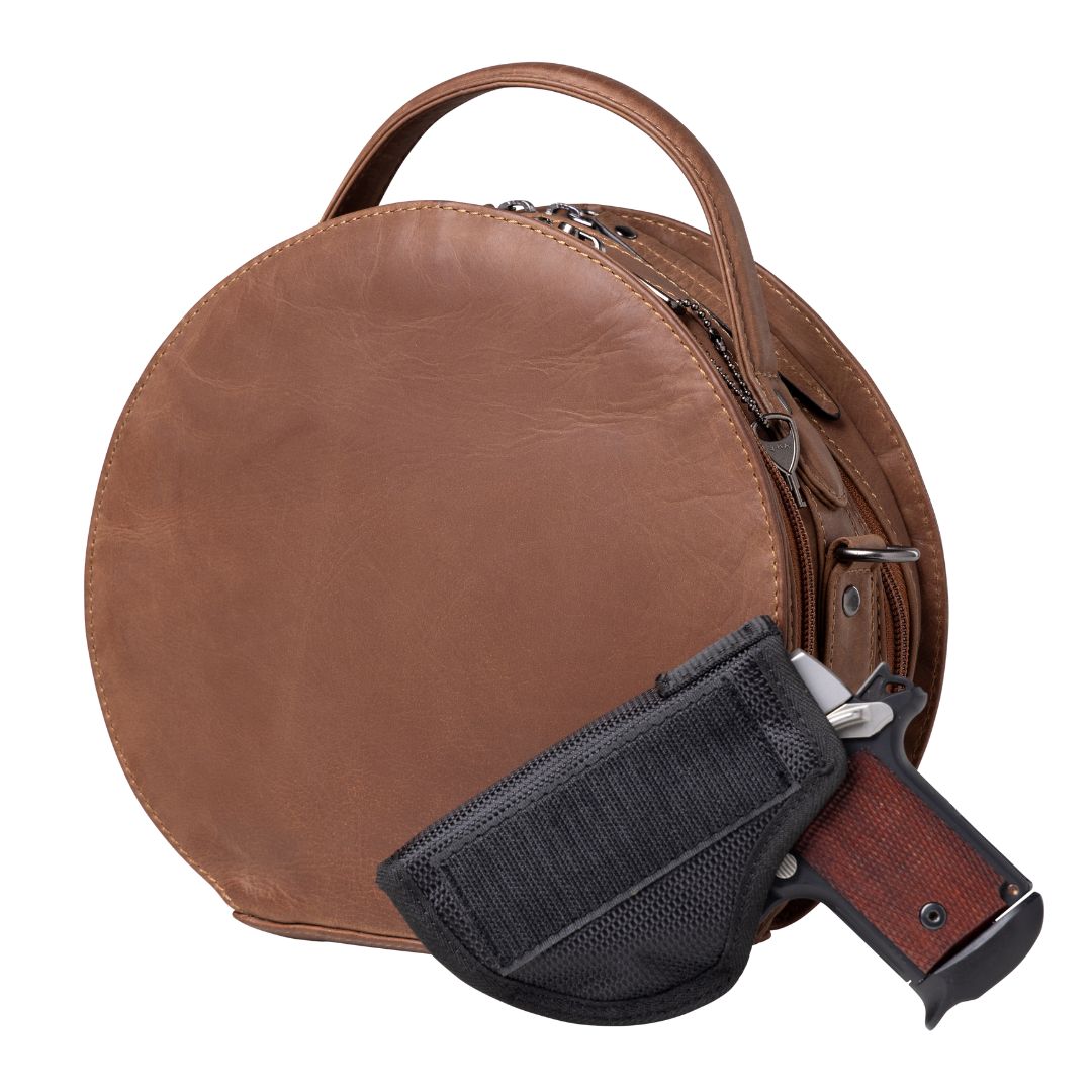 Concealed Carry Oaklee Crossbody Organizer in Cognac – holster compartment 2