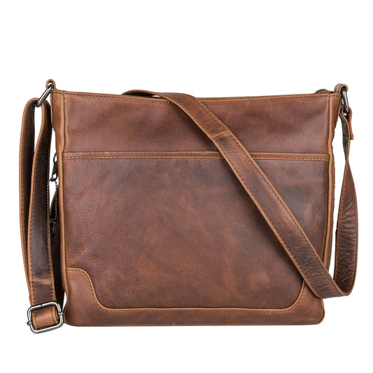 Concealed Carry Lydia Leather Crossbody in Cognac – front view