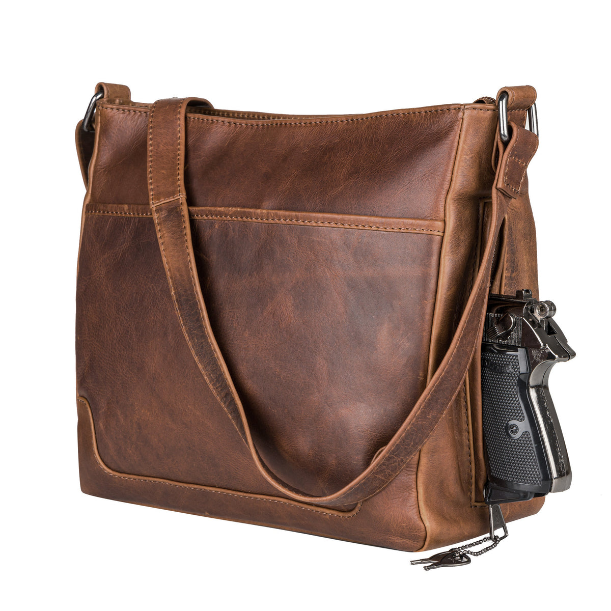 Concealed Carry Lydia Leather Crossbody in Cognac – side view