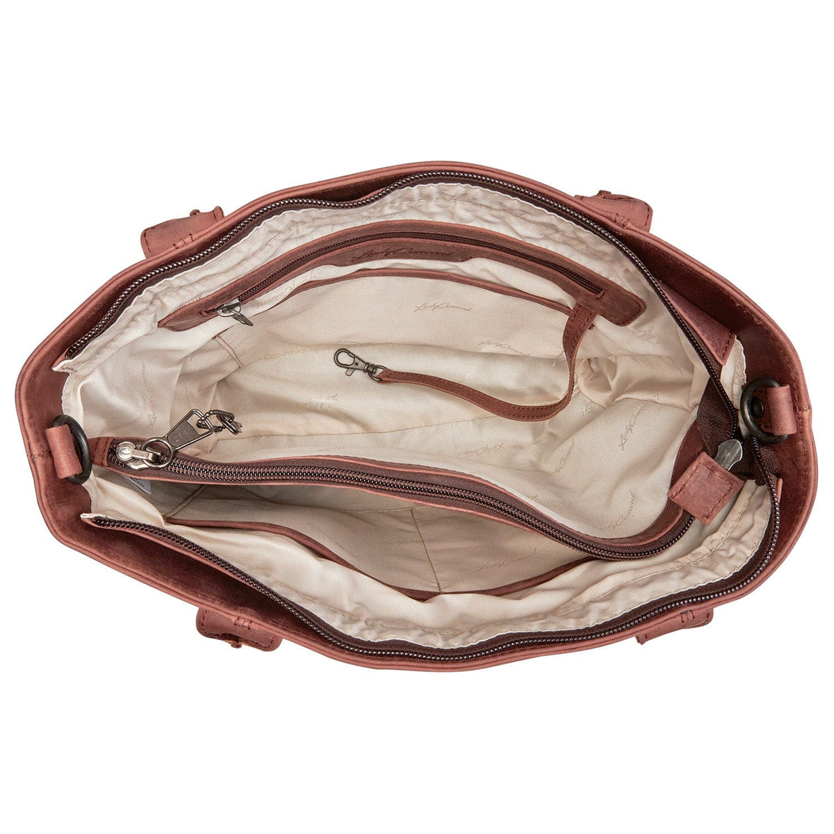 Concealed Carry Emerson Satchel in Mahogany – interior view