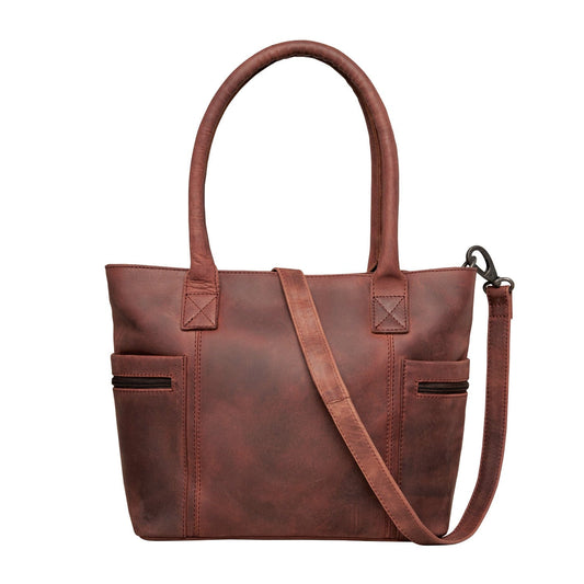 Concealed Carry Emerson Satchel in Mahogany – front view
