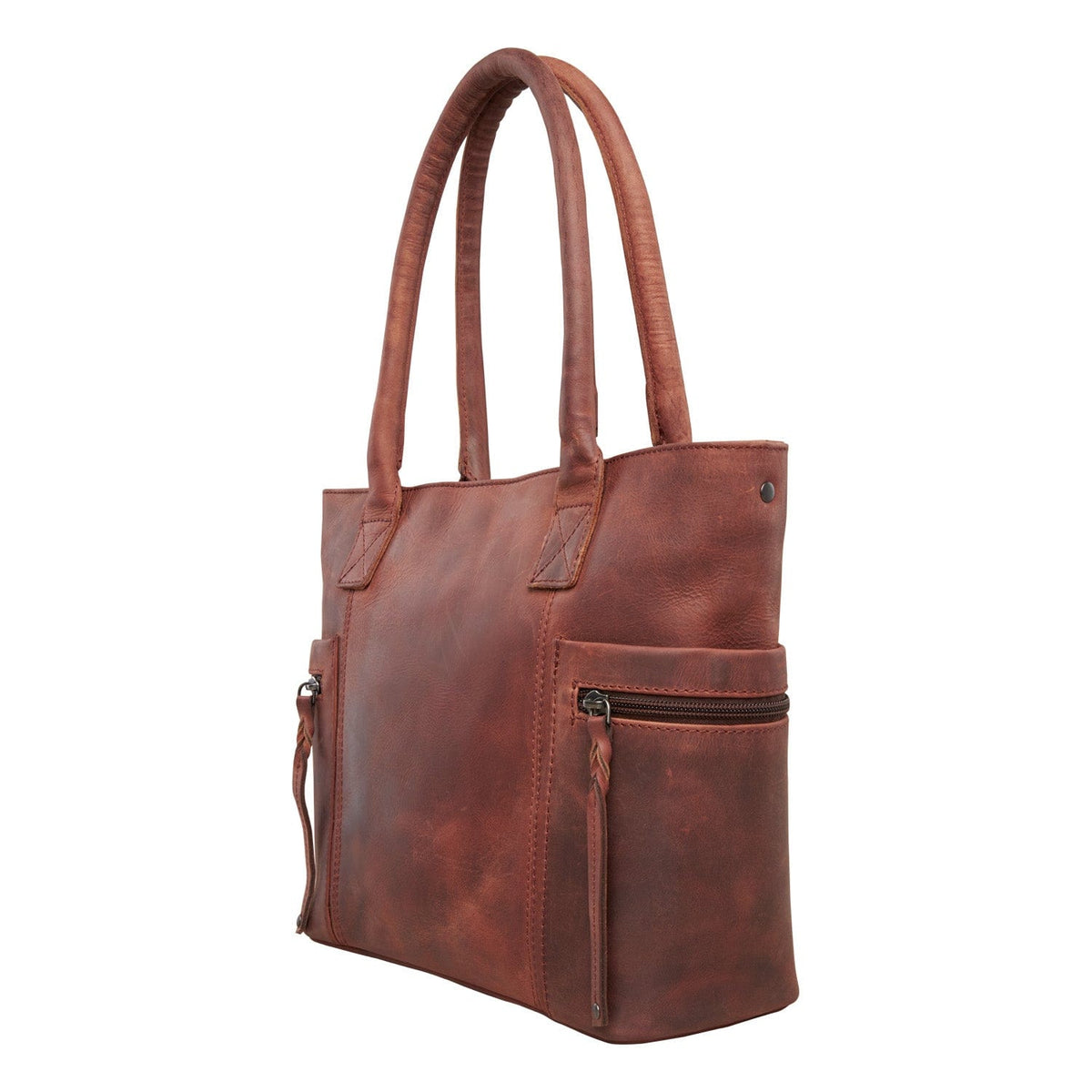 Concealed Carry Emerson Satchel in Mahogany – side view