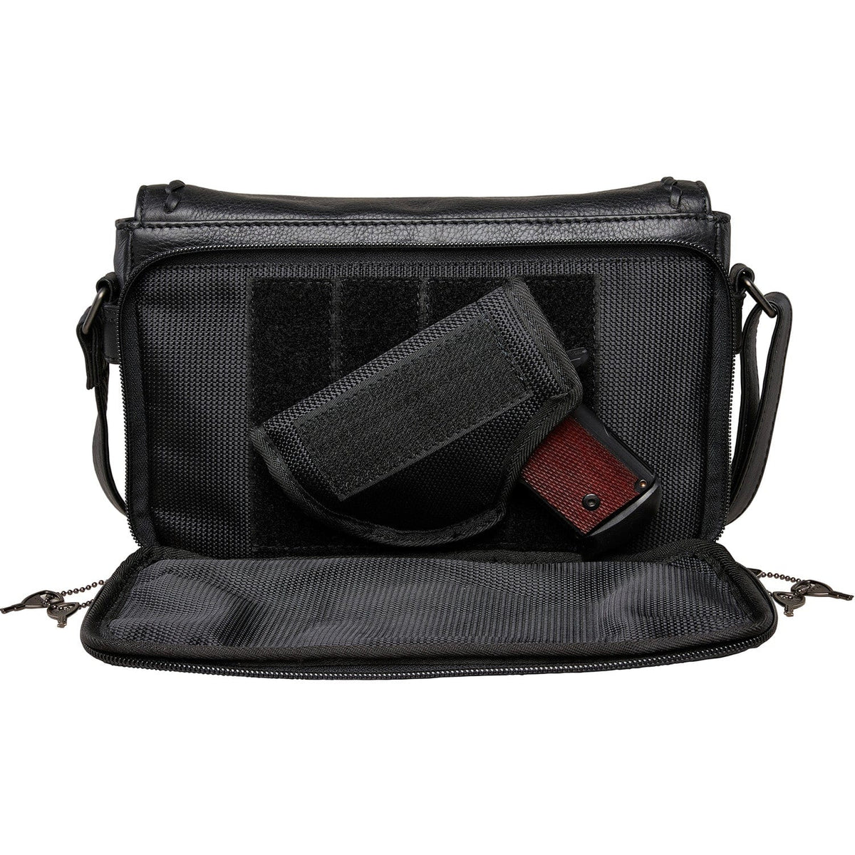 Concealed Carry Parker Leather Crossbody – shown with handgun