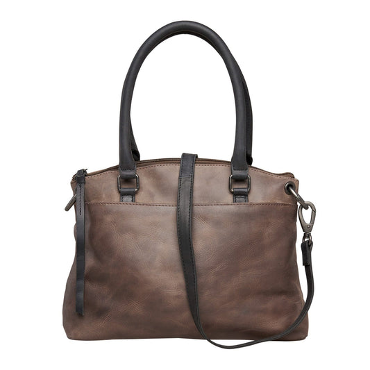 Concealed Carry Whitely Leather Satchel in Gray – strap detail