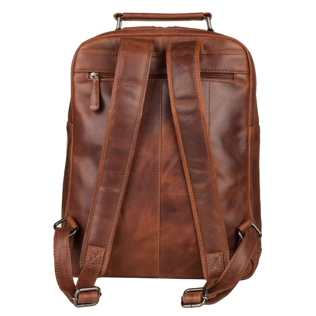 Concealed Carry Quinn Unisex Leather Backpack – back view