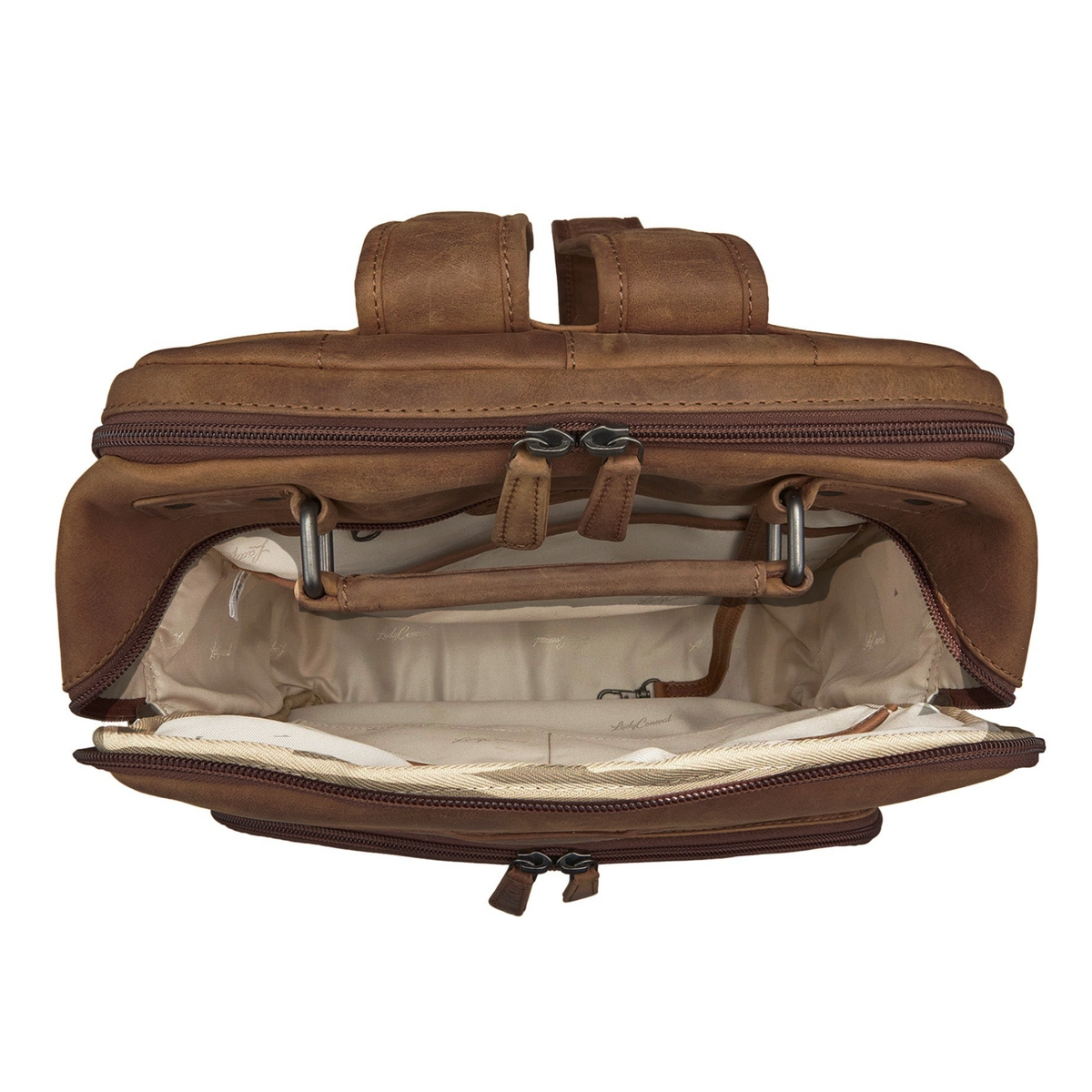 Concealed Carry Quinn Unisex Leather Backpack – interior view 2