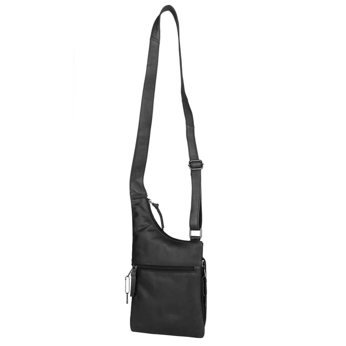 Concealed Carry Unisex Remi Leather Crossbody in Black – front view 2