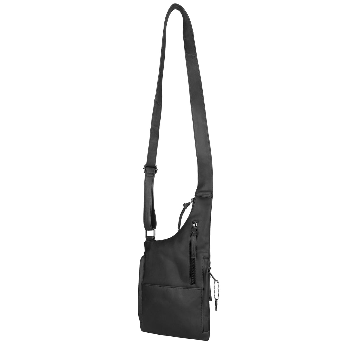 Concealed Carry Unisex Remi Leather Crossbody in Black – side view