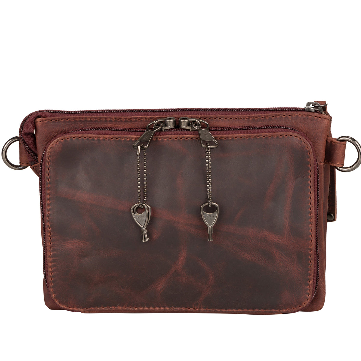 Premium Leather Concealed Carry Natasha Crossbody Bag in Mahogany – back view