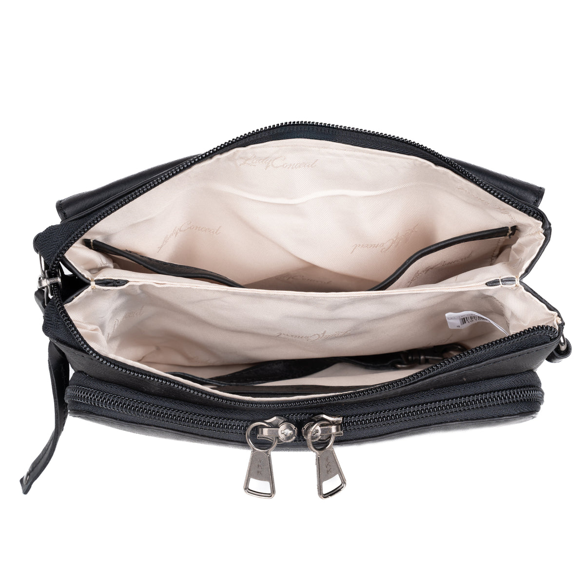 Premium Leather Concealed Carry Natasha Crossbody Bag in Black – interior view 2