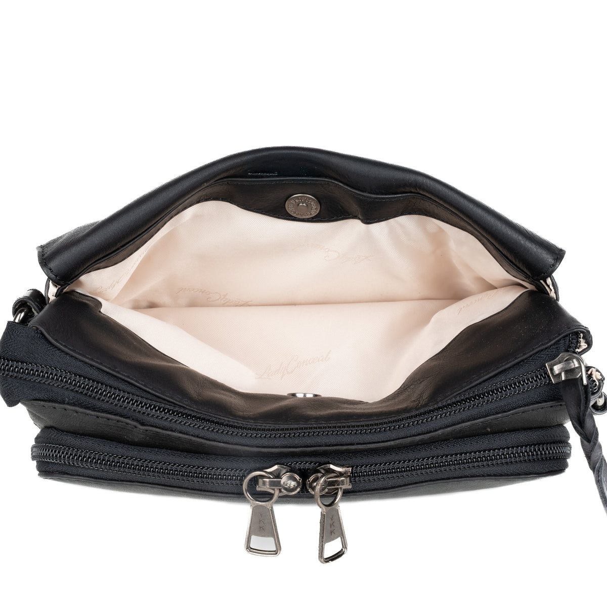 Premium Leather Concealed Carry Natasha Crossbody Bag in Black – interior view