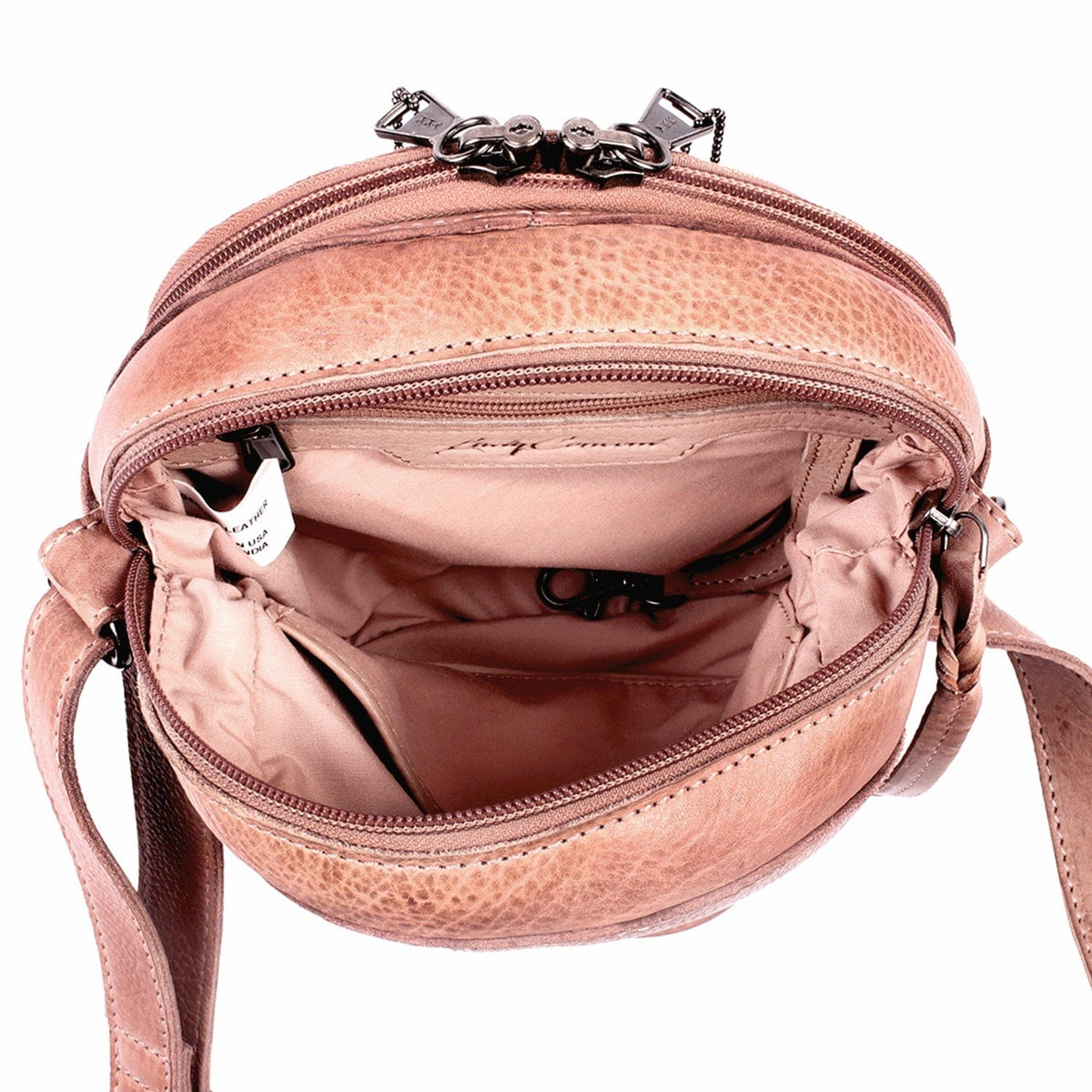 Women's Concealed Carry Mia Crossbody Purse in Blush – concealment pocket 3