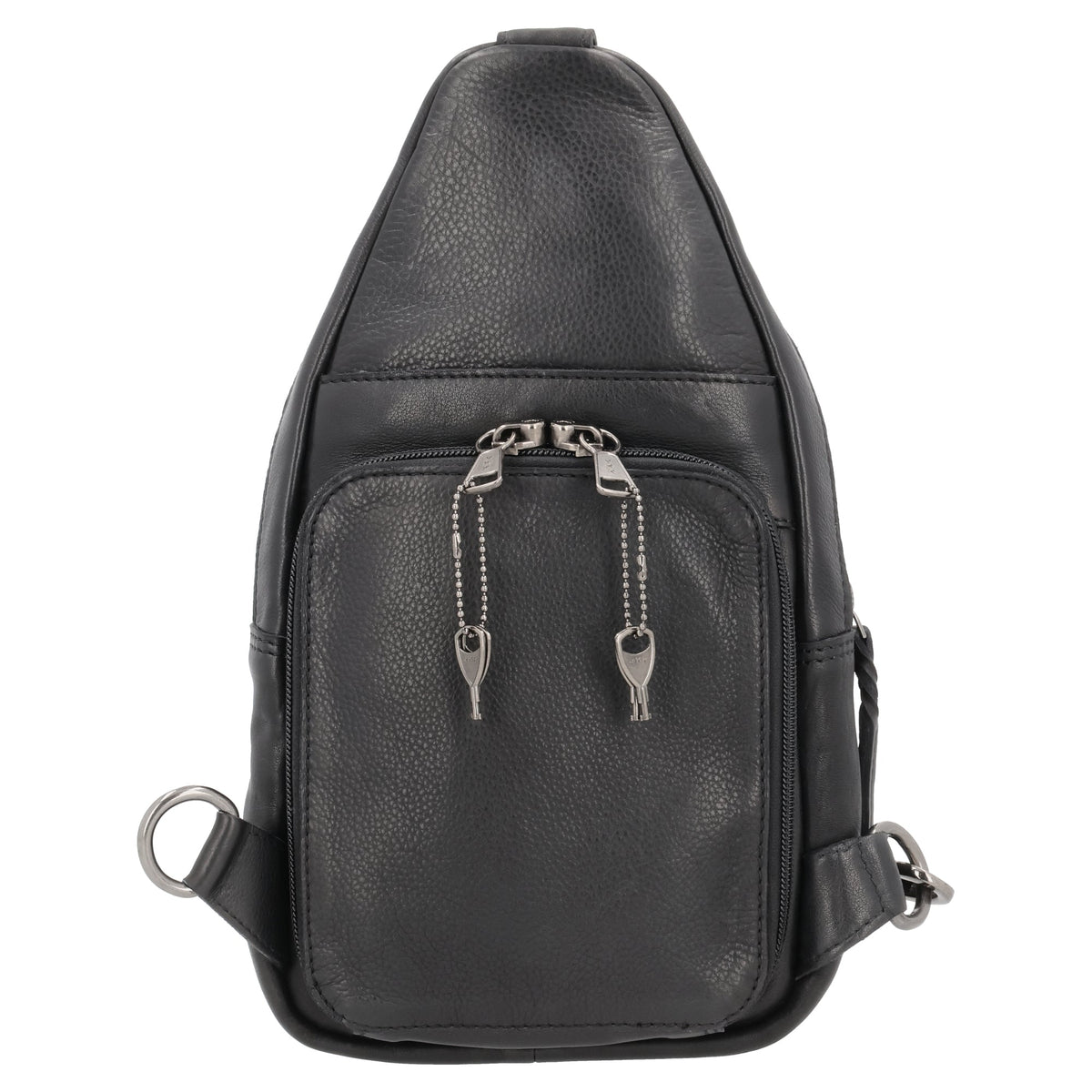 Concealed Carry Unisex Taylor Leather Sling Backpack in Black – back view