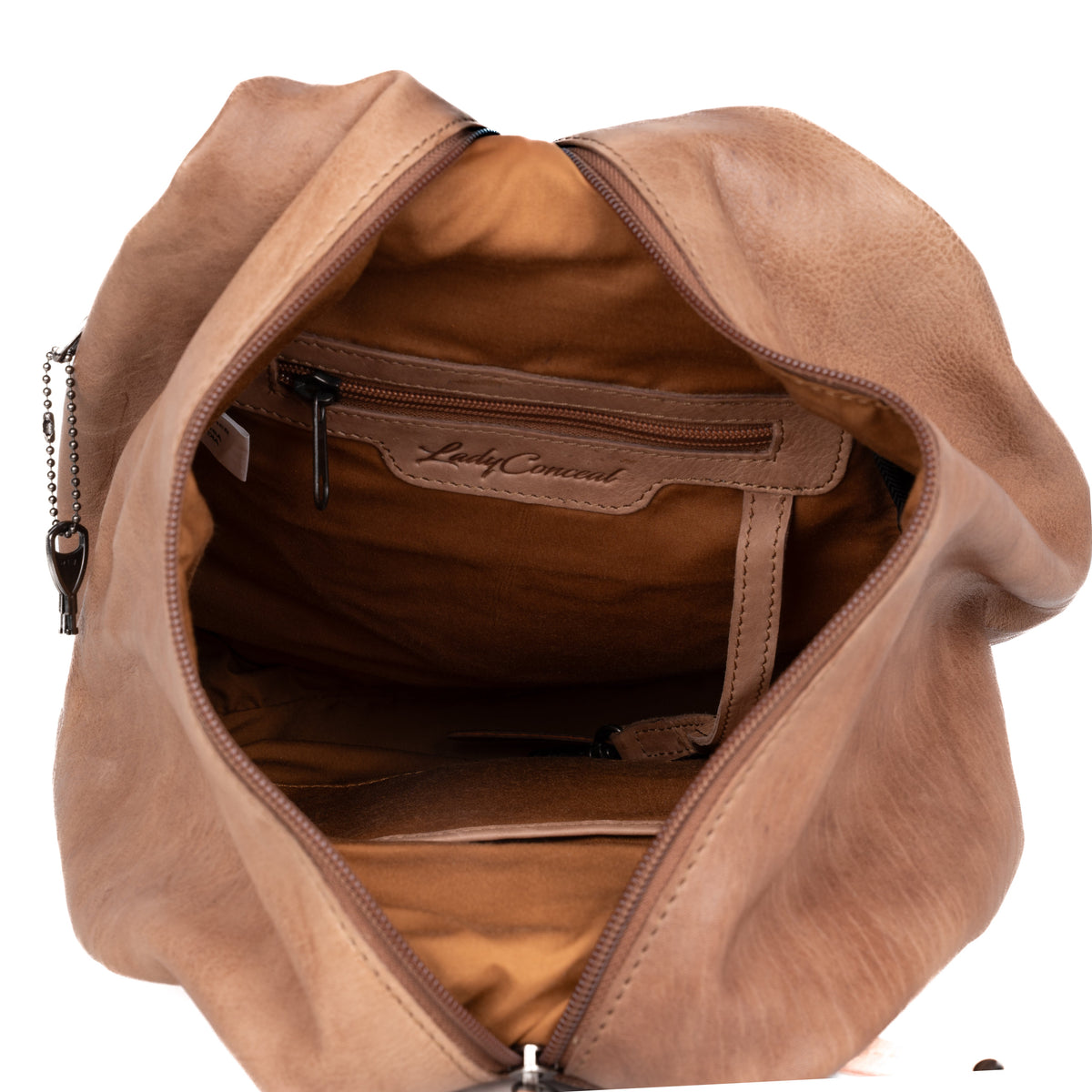 Concealed Carry Marley Backpack in Light Cognac – interior view
