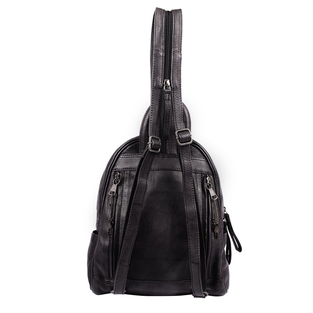 Concealed Carry RFID Daisy Leather Backpack in Black – concealment pocket 4