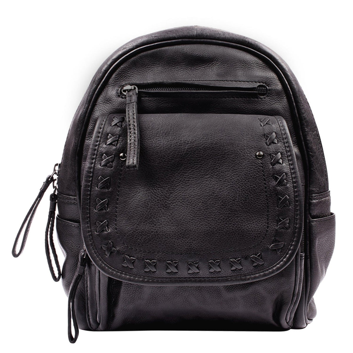 Concealed Carry RFID Daisy Leather Backpack in Black – concealment pocket