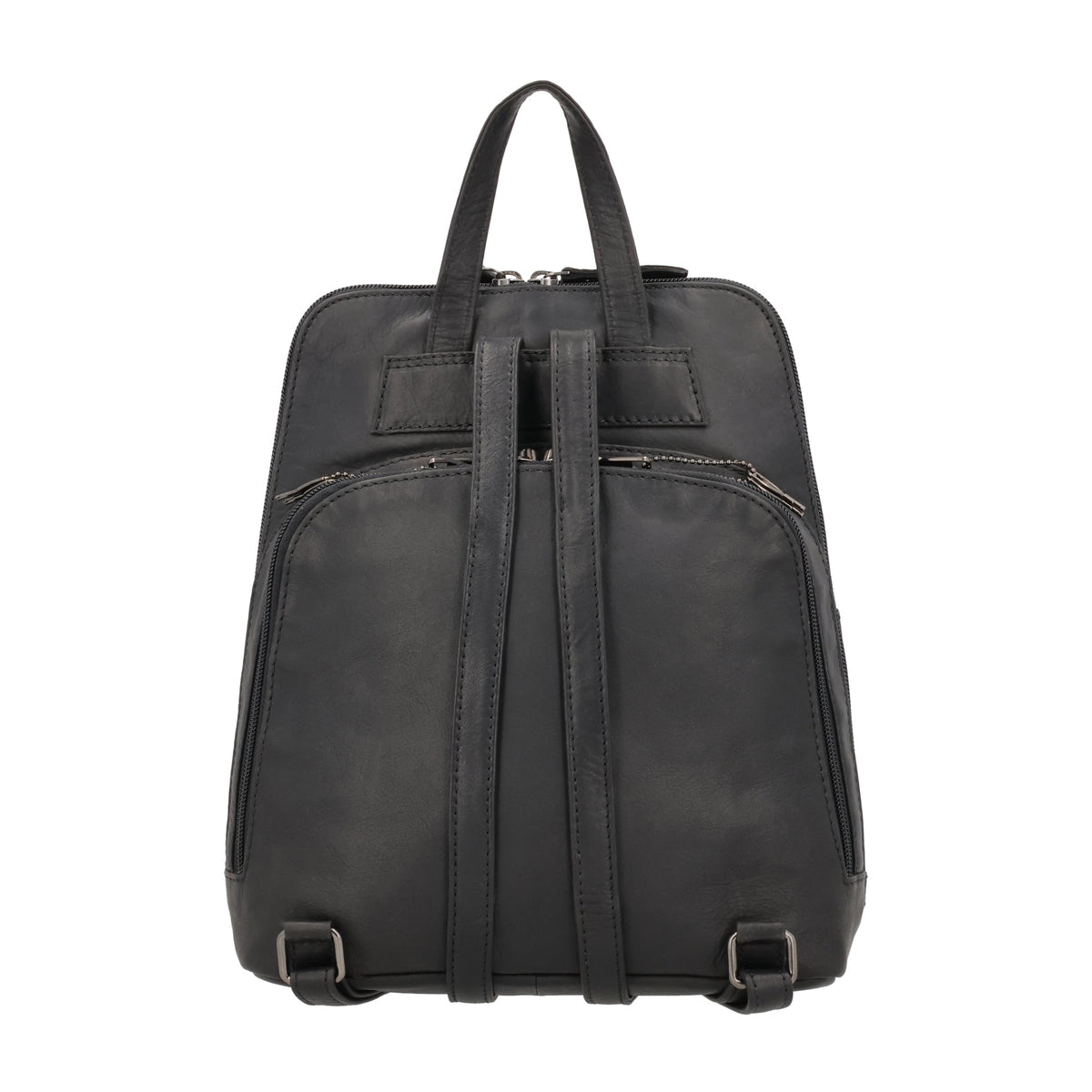 Concealed Carry Jayden Leather Backpack in Black – back view 3
