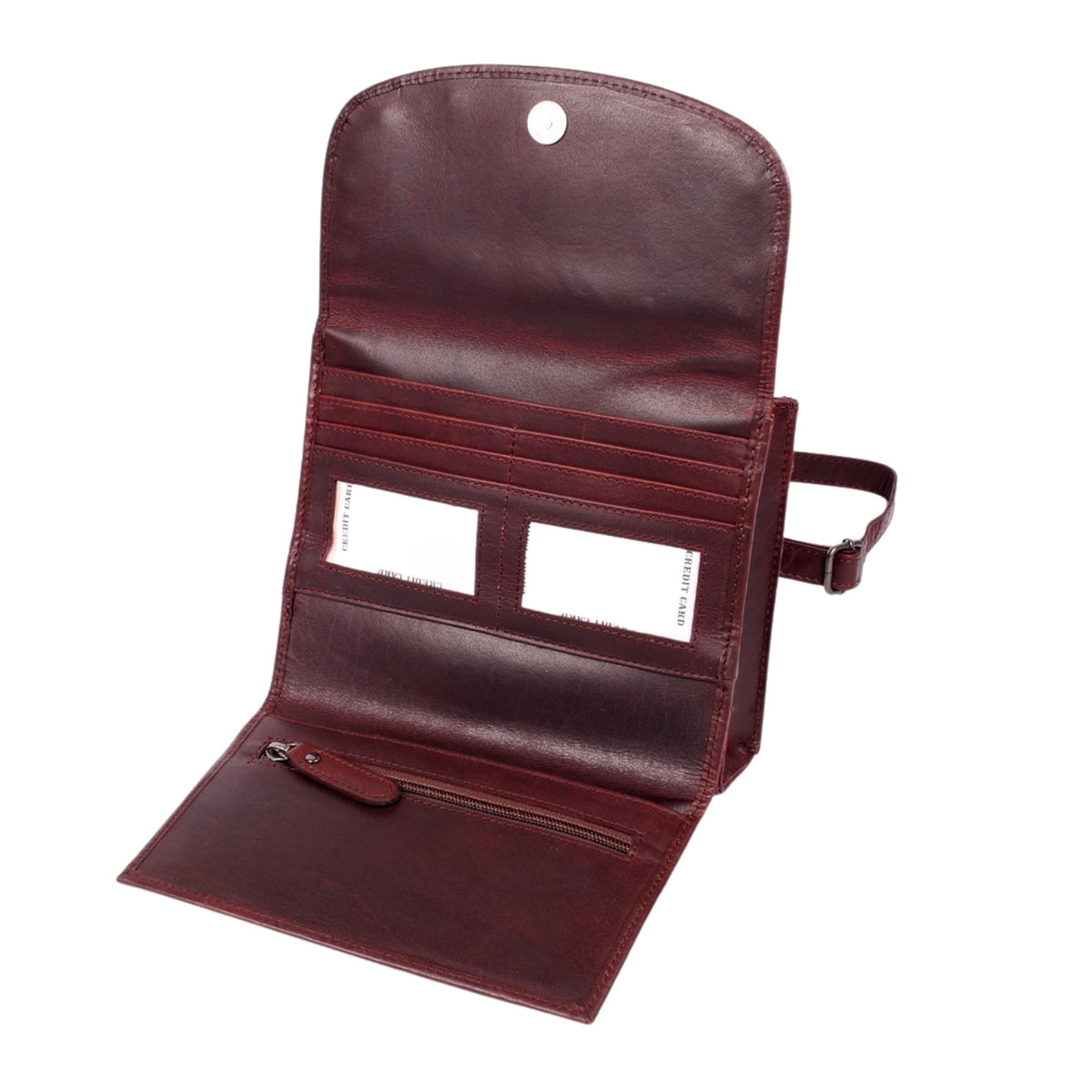 Concealed Carry Raelynn Buffalo Leather Crossbody RFID Organizer in Burgundy – additional view 2