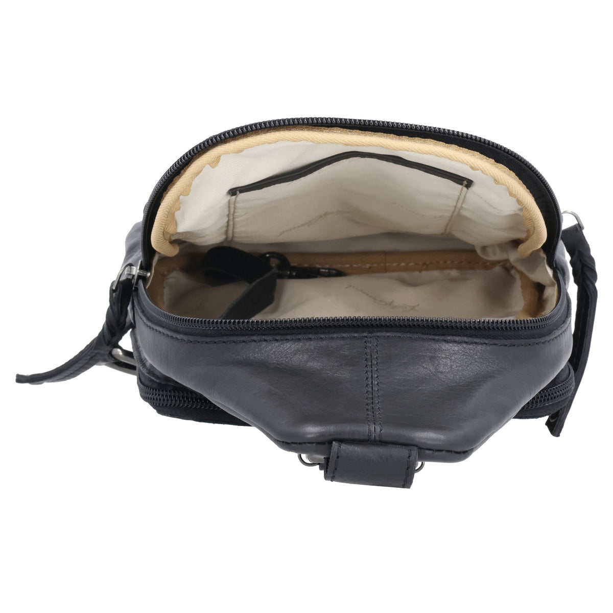 Concealed Carry Haven Sling Leather Backpack in Black – interior view