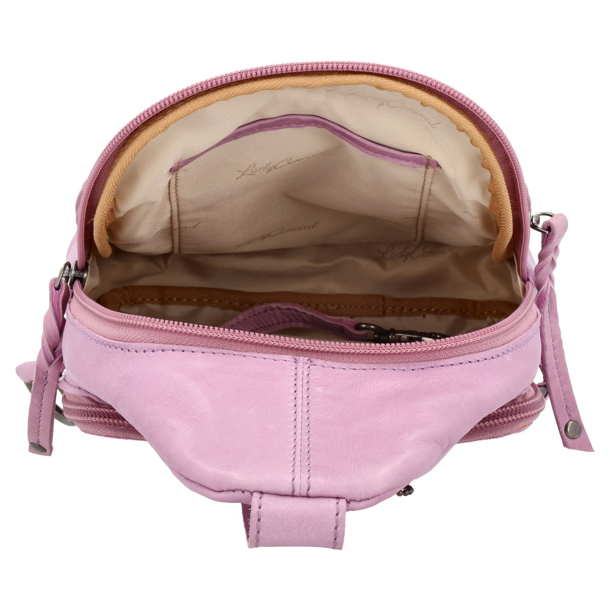 Concealed Carry Haven Sling Leather Backpack in Lilac – interior view
