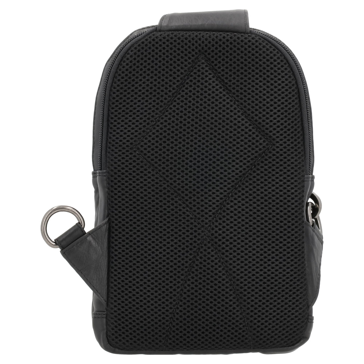 Concealed Carry Bristol Sling Leather Backpack in Black – back view