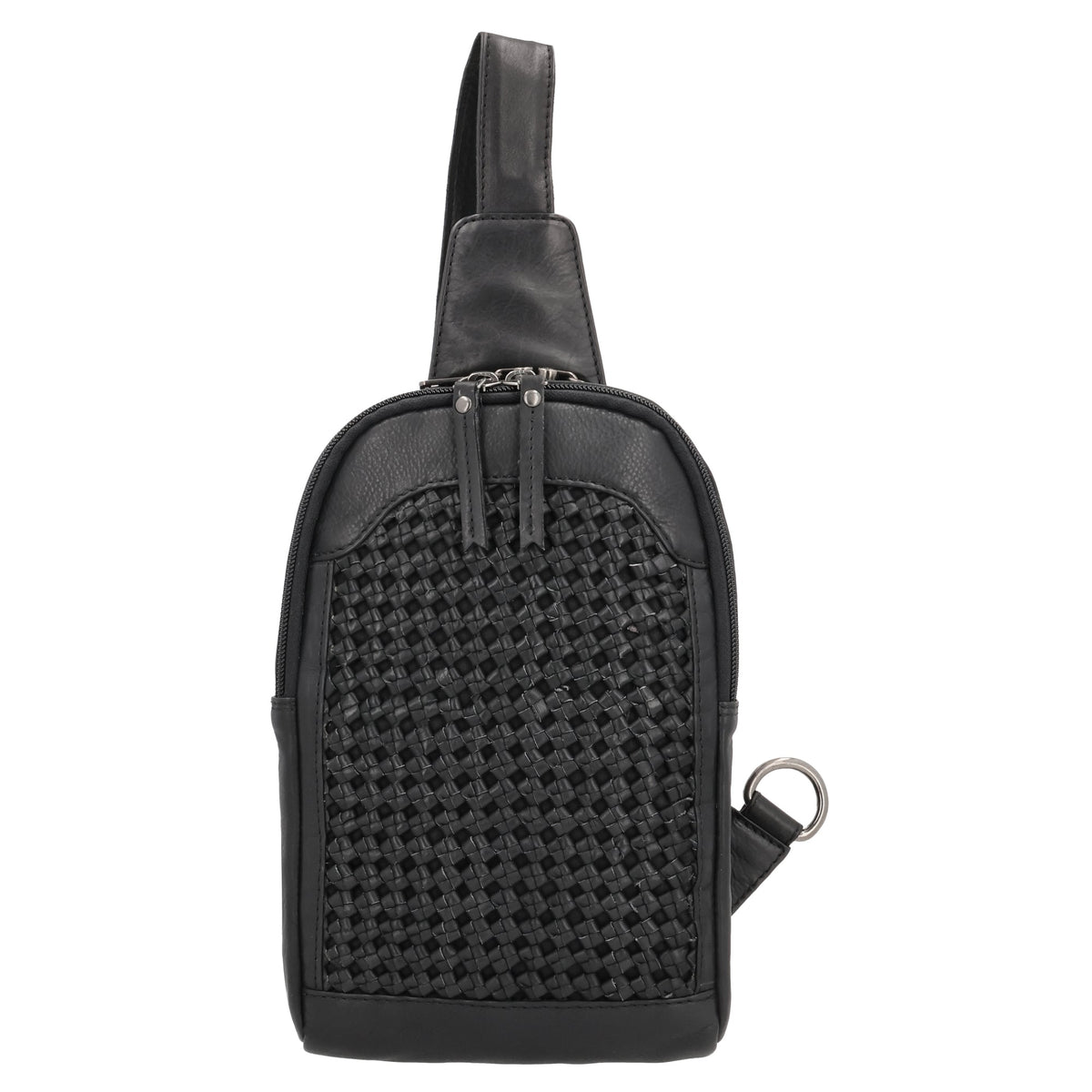 Concealed Carry Bristol Sling Leather Backpack in Black – front view 2
