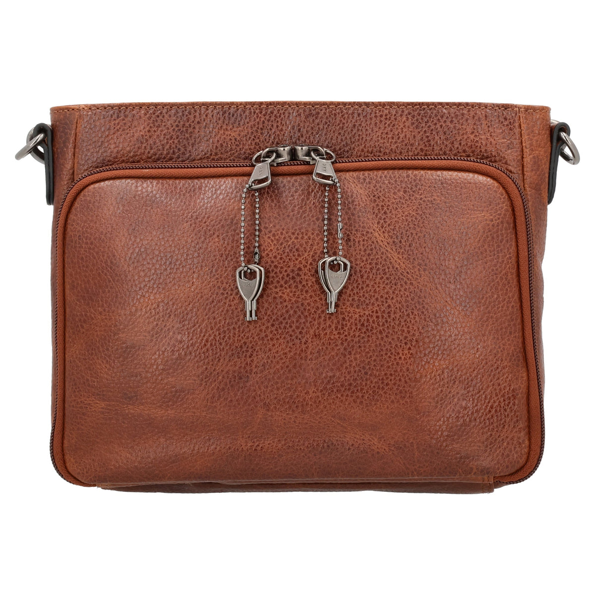 Concealed Carry Zoe Leather Crossbody in Cognac – front view 3
