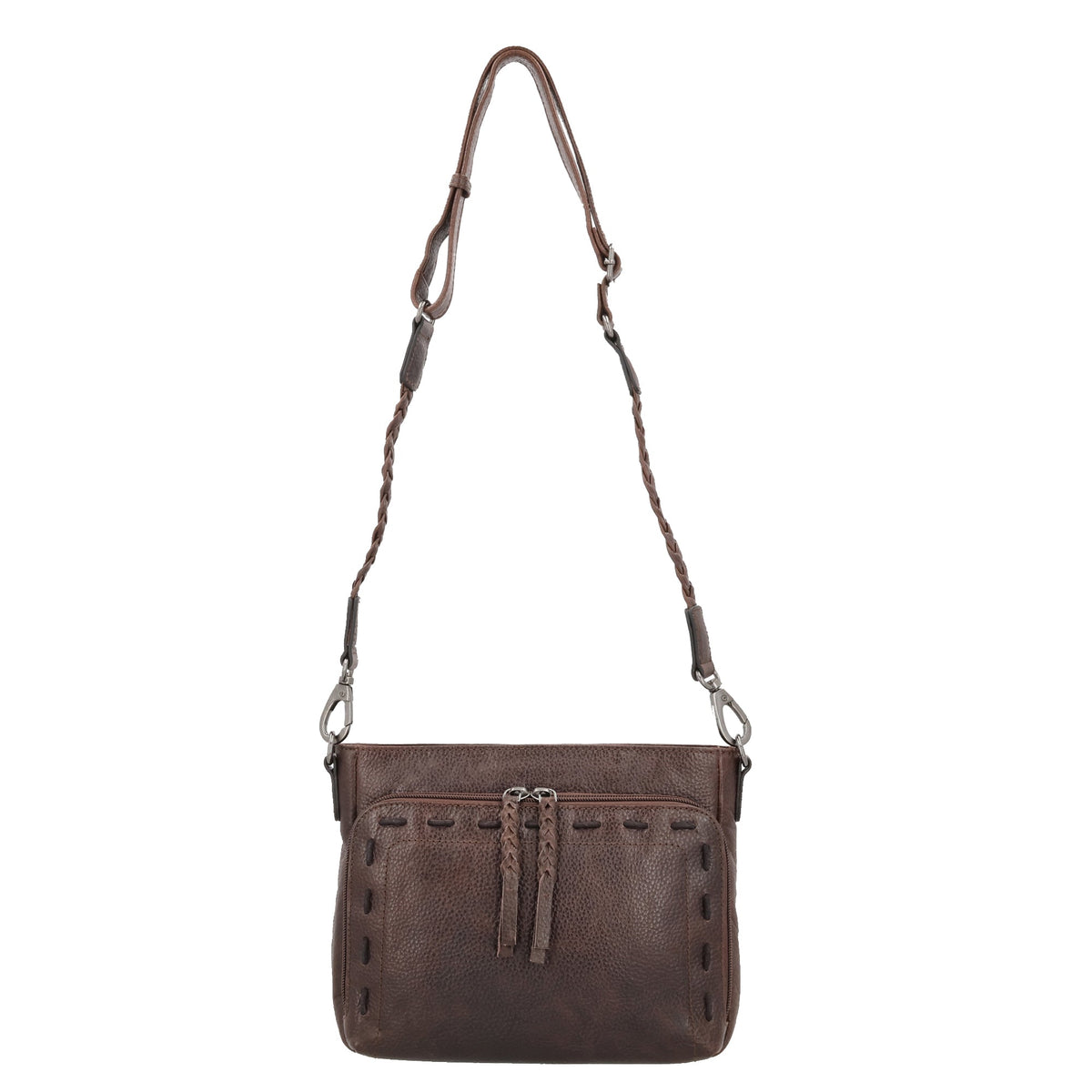 Concealed Carry Zoe Leather Crossbody in Cognac – front view 4