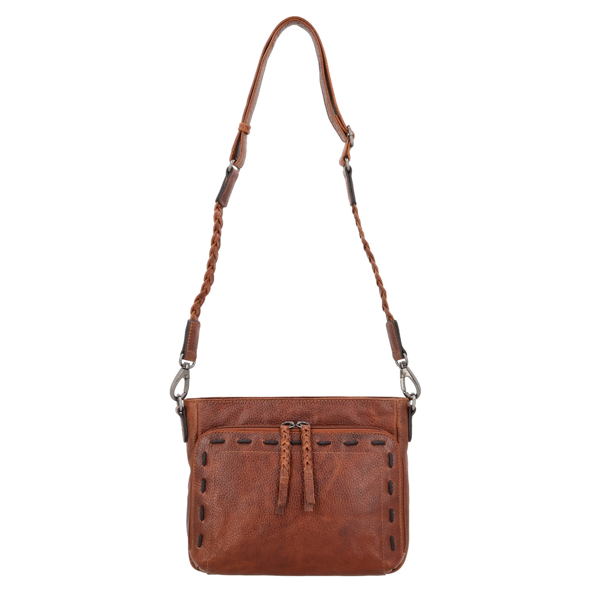 Concealed Carry Zoe Leather Crossbody in Cognac – front view 2