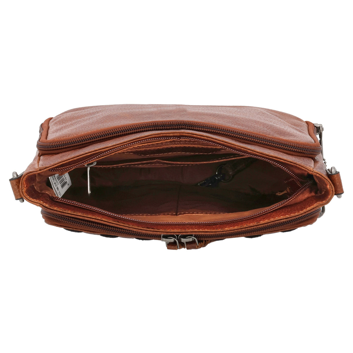 Concealed Carry Zoe Leather Crossbody in Cognac – interior view