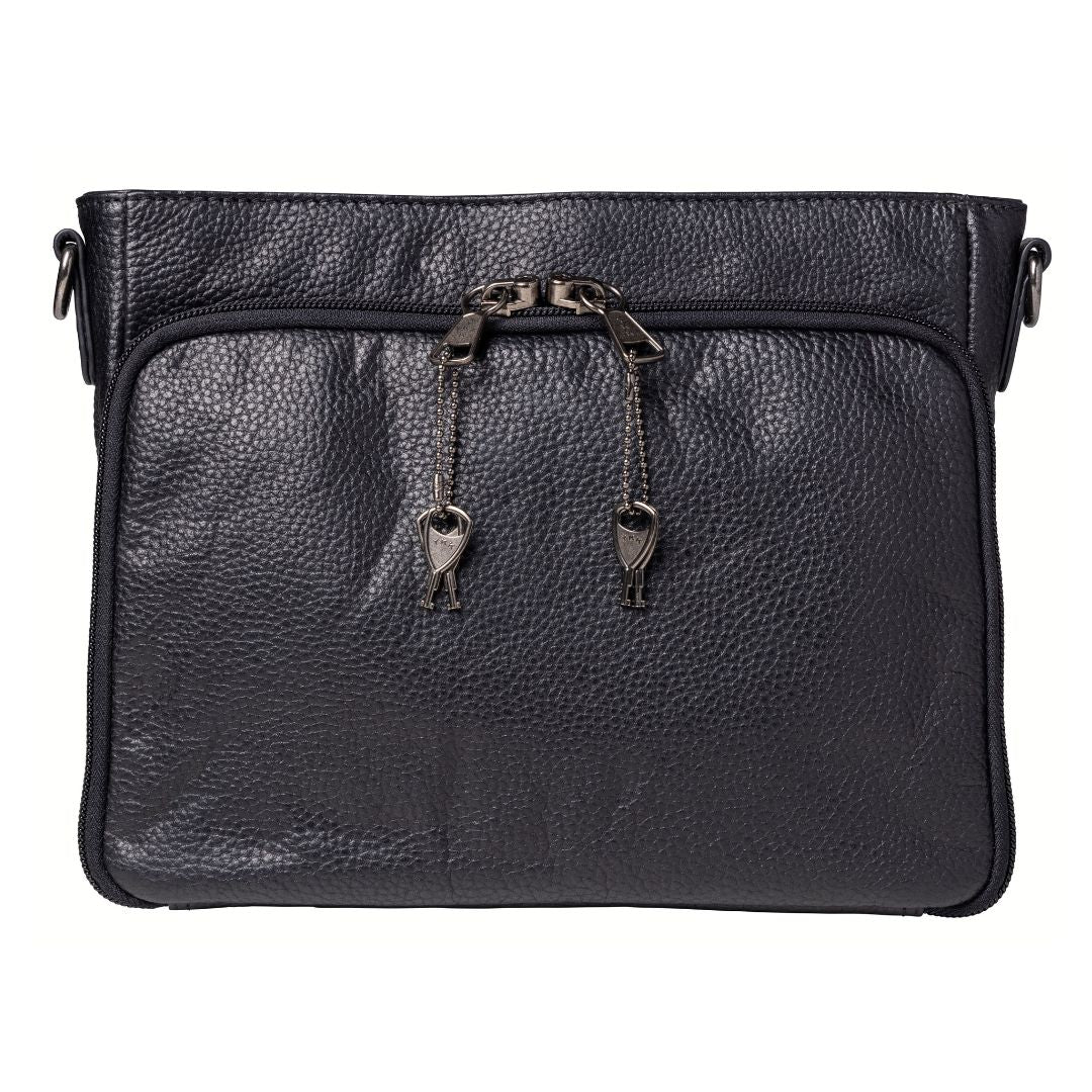 Concealed Carry Zoe Leather Crossbody in Black – back view